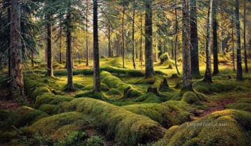森林墓地 1893 古典的な風景 イワン・イワノビッチの木々 Oil Paintings